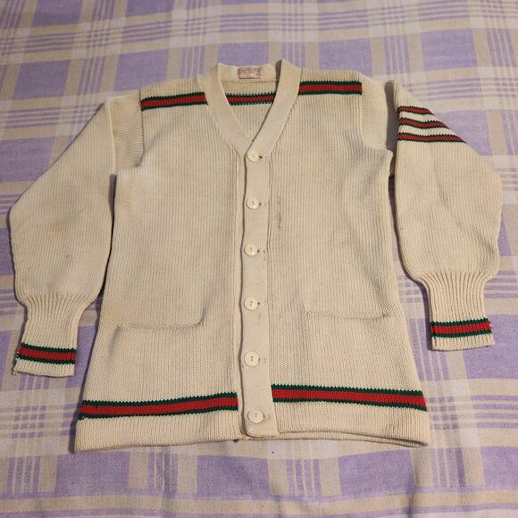 Vtg Letterman Cardigan Sweater 50s Fenger High School Englewood Knitting Gucci - Picture 1 of 10